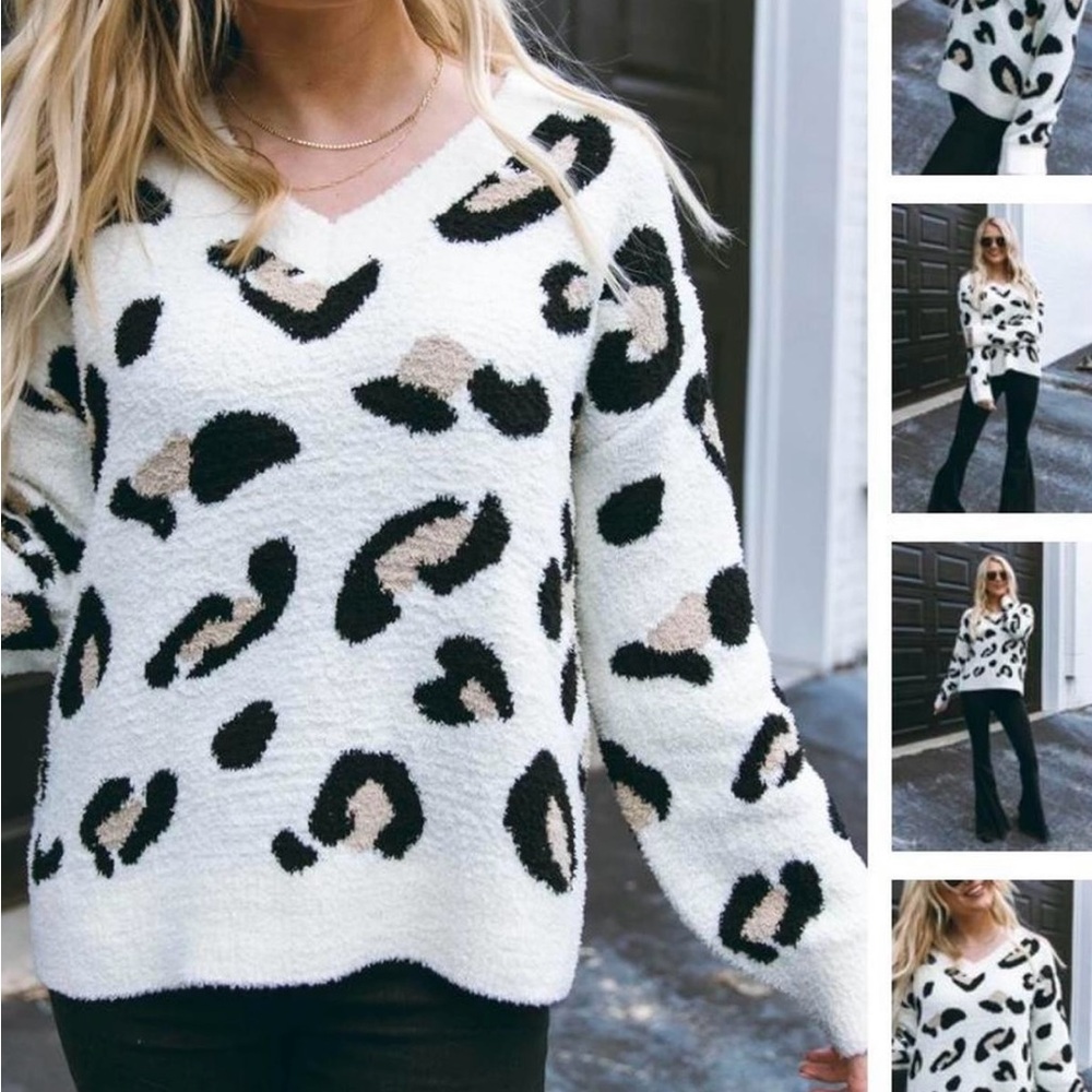 Leopard Print V-Neck Sweater